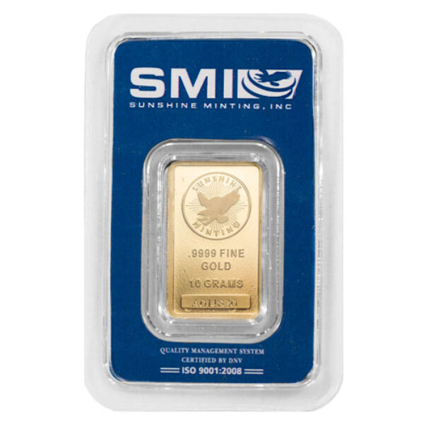 10 Gram Sunshine Gold Bar (New w/ Assay, MintMark SI)